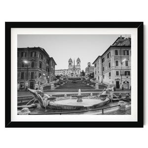 Spanish Steps Rome Black and White Fine Art Print, Italian Wall Art, Piazza di Spagna Italy Photo, Very Large Gift for Her