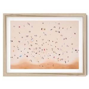 Beach People Print, Aerial Beach Photography, Sunbathing Wall Art, Miniature Beach People Print, Fine Art Photography, Minimalist Art Print