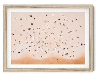 Beach People Print, Aerial Beach Photography, Sunbathing Wall Art, Miniature Beach People Print, Fine Art Photography, Minimalist Art Print