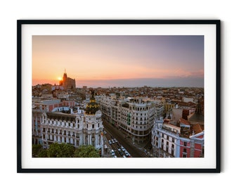 Madrid Print, Spain Wall Art, City Sunset Photo, Fine Art Photography, Madrid Skyline Photo, Framed Picture, Extra Large Artwork