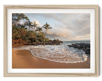 Fine Art Tropical Beach Print, Makena Maui Hawaii, Coastal Framed Artwork