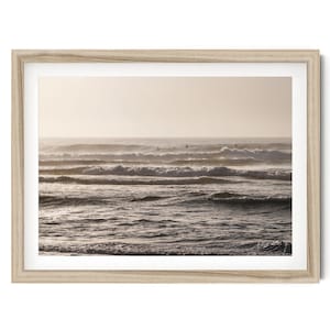 Fine Art Ocean Photography Print, Minimalist Surf Wall Art, Neutral Tones Framed Artwork for Beach House Decor, Vintage Coastal Decor