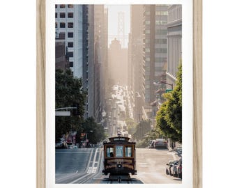 Wydruk fotografii z San Francisco: kultowe zdjęcie kolejki linowej, kalifornijska sztuka ścienna