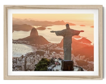 Rio de Janeiro Print, Landscape Wall Art, Christ the Redemeer Photography, Brazilian Wall Decor, Brazil Poster