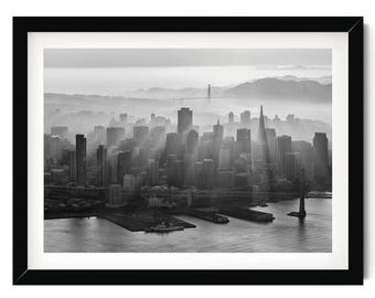 San Francisco Black and White Photography Print: City Skyline Black and White Fine Art for Office Decor