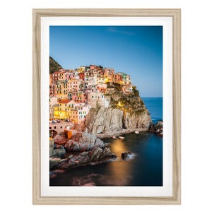 Italy Wall Art, Cinque Terre Print, Manarola Sunset Photograph, Coastal Framed or Unframed Artwork for Wall Decor, Fine Art Photography