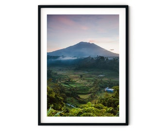 Indonesia Wall Art | Agung Volcano and Rice Terraces Bali Photo Print, Framed Wall Art | Fine Art Photography, Large Art Print