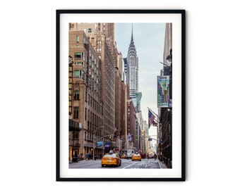 New York Street Photo Print | Chrysler Building Architecture Framed Wall Art, Manhattan, USA | Fine Art Photography, Home Office Decor