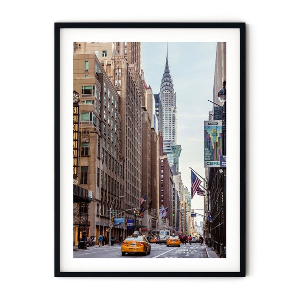 Impression photo de la rue de New York | Art mural encadré Architecture du bâtiment Chrysler, Manhattan, États-Unis | Photographie d’art, décoration de bureau à domicile