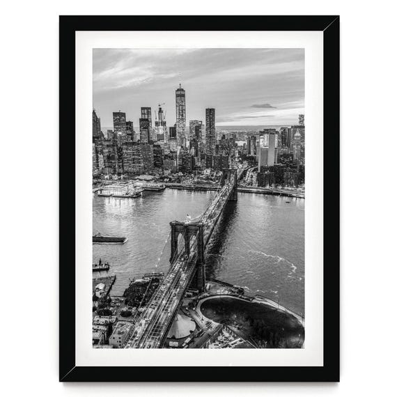 Brooklyn Bridge Black and White Photography Print: New York City Home Decor