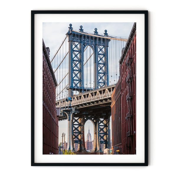 New York City Wall Art | Manhattan Bridge from Brooklyn Photo Print, Framed Wall Decor | Fine Art Photography, Extra Large