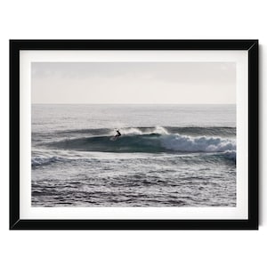 Surfer Print, Ocean Wall Art, Minimalist Surf Picture, Neutral Framed or Unframed Artwork, Fine Art Photography, Coastal Decor, Gift for Her
