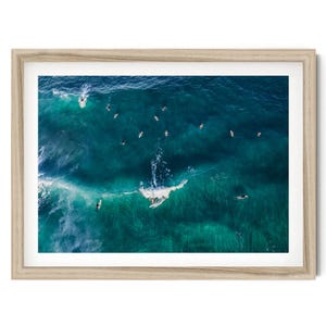 3D Luftbild, Ocean Print, Surf Wandkunst, Australien Surfer Kunstdruck, Strand Wohnkultur, minimalistisches gerahmtes oder ungerahmtes Poster, Fine Art Fotografie