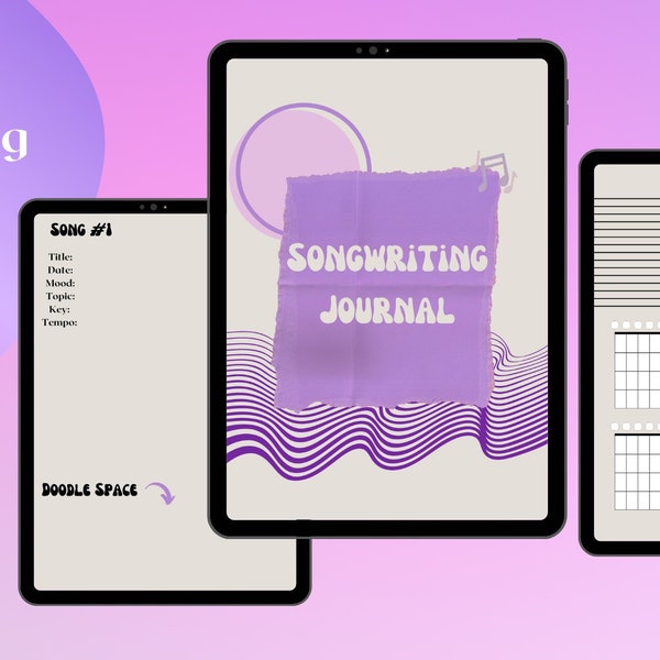 Songwriter Digital Journal | Gift for Songwriter | Songwriting Journal Notebook Notepad