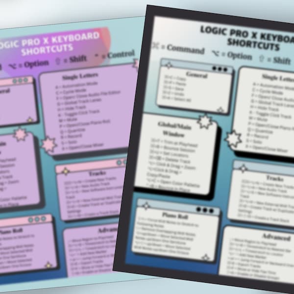 Logic Pro Cheat Sheet Etsy Canada