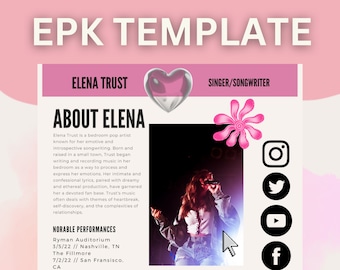 EPK Canva Template Bedroom Pop Artist | Electronic Press Kit Template | Media Kit Template Musician