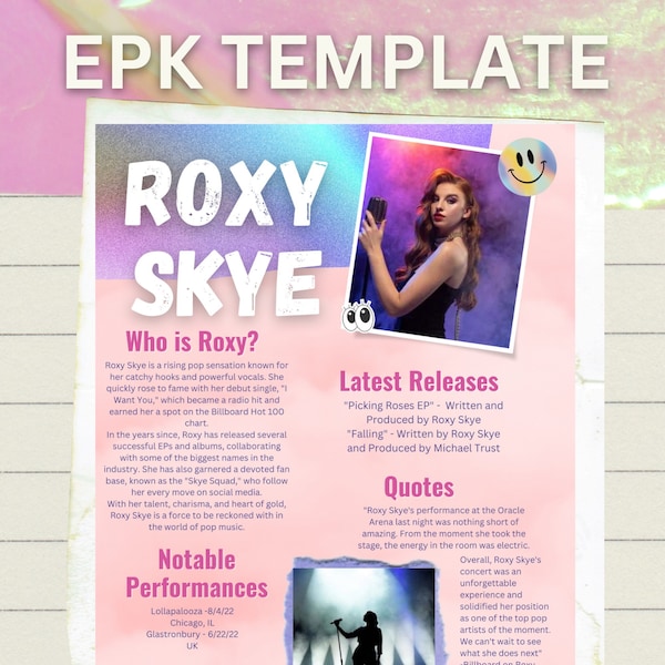 Music Artist Epk Template Etsy