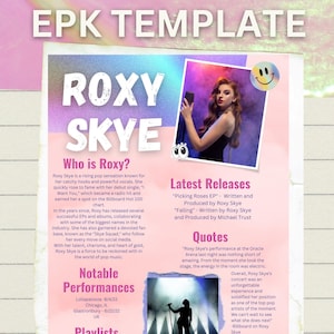 EPK Canva Template for Pop Artist | Music Press Release for Pop Singer | Electronic Press Kit Template