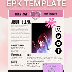 EPK Canva Template Bedroom Pop Artist | Electronic Press Kit Template | Media Kit Template Musician