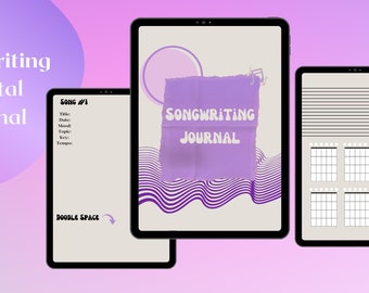 Songwriting Digital Journal | Staff Lines, Guitar Tabs (PDF Pattern)
