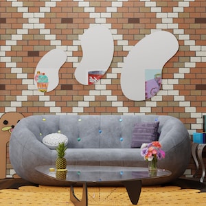 Funky Asymmetrical Pond Mirror: An Irregular Wavy Wall Mirror Statement Piece