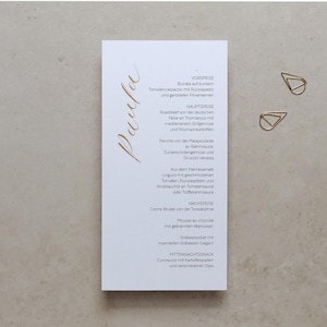 Menükarte Hochzeit Kalligrafie  | Menü mit Namen | Menü gold |  Speisekarte hochwertig | Getränkekarte zum Aufstellen