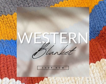 Western Blanket-Multiple Sizes-Handmade Soft Chunky Chenille Knit Blanket - Home Décor - Great Gift