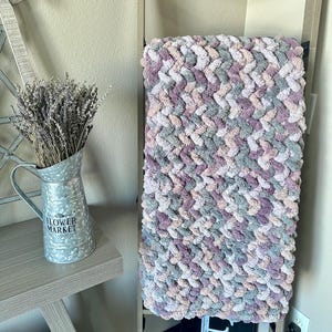 Purple Smoke Chunky Knit Blanket: Handmade Chunky Throw