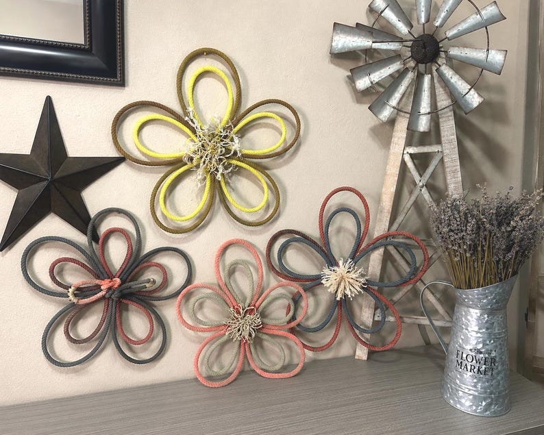 Lariat/lasso Rope Flowers | Rustic Western Farmhouse Ranch Decor ...