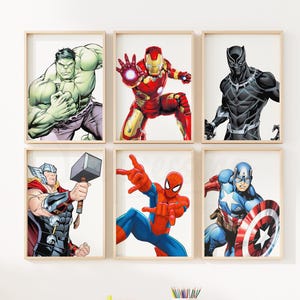 Superhelden Wandkunst, Kinderzimmer Dekor, Set von 6 Drucken, Avengers, Drucke