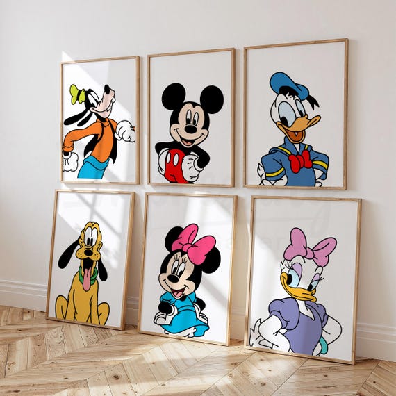 Mickey Mouse & Friends Prints, Donald, Goofy, Minnie, Daisy