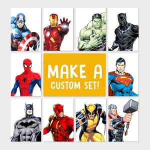 Make a Set - Arte mural de superhéroes, impresiones de superhéroes para dormitorios de niños pequeños, decoración de habitaciones de niños, carteles de superhéroes - Descarga digital