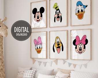 Mickey Mouse & Friends Face Prints : Minnie, Donald, Goofy, Daisy