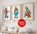 Personalized Goofy Wall Art, Set of 3, Nursery Prints, Digital Download product logo