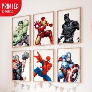 Avengers Superhelden Wandkunst, Superhelden Drucke für kleinen Jungen Schlafzimmer, Set von 6 Prints, Avengers Posters, Superhelden