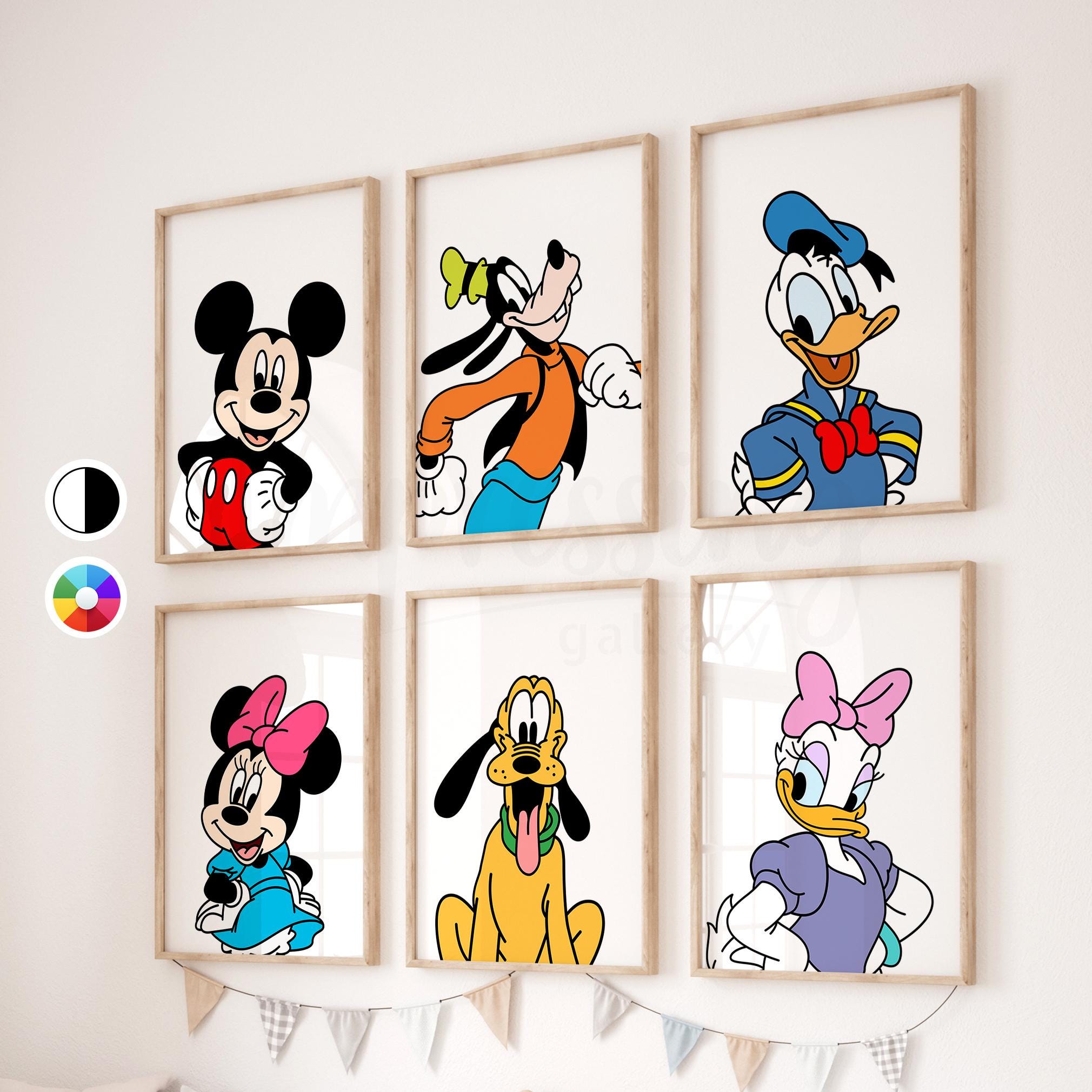 Mickey Mouse & Friends Prints, Donald, Goofy, Minnie, Daisy, Pluto