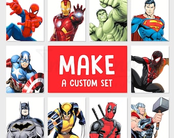 Superhero Wall Art Prints, Boys Room Decor, Superheroes Posters - Digital Download