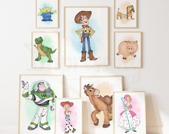 Toy Story Watercolor Set of 15 Wall Art, Kids Nursery Decor, Instant Download