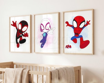 Spidey und seine Freunde Wanddrucke, Miles Morales, Spider Gwen, Superhelden, Gedruckt & Versandt