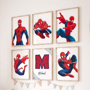 Make a Set - Spiderman Themed Personalisierte Name Wandkunst, Spiderman Digitale Poster, Superheld Drucke, Jungen Dekor, Digitaler Download