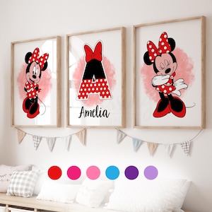 Make a Set - Minnie Mouse Custom Name Print Set, Set of 3, Minnie Mouse Poster, Girls Bedroom Prints, Minnie Mouse, Digital Download
