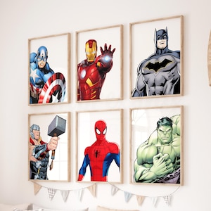 Superhero Prints Set of 6, Boys Room Decor (Digital Download)
