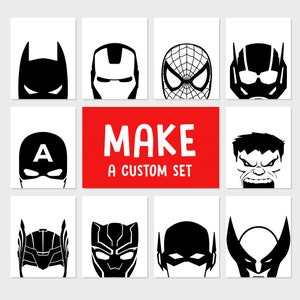 Make a Set - Superheld Symbole, Monochrome Superhelden Prints, Schwarz Weiss, Superhelden Poster, Superhelden Wandkunst, Digitaler Download