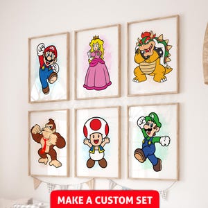 Make a Set - Super Mario and Friends, Game Room Decor, Playroom Prints, Digital Download