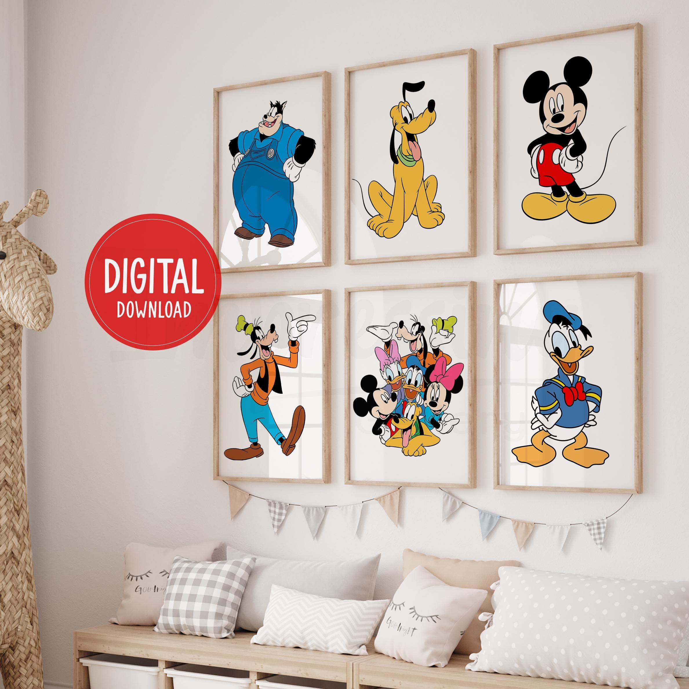 Mickey Mouse & Friends Prints, Donald, Goofy, Minnie, Daisy, Pete