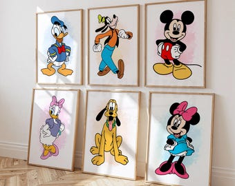 Micky Maus & Freunde Drucke, Kinderzimmer Wandkunst, 6er Set (Digitaler Download)