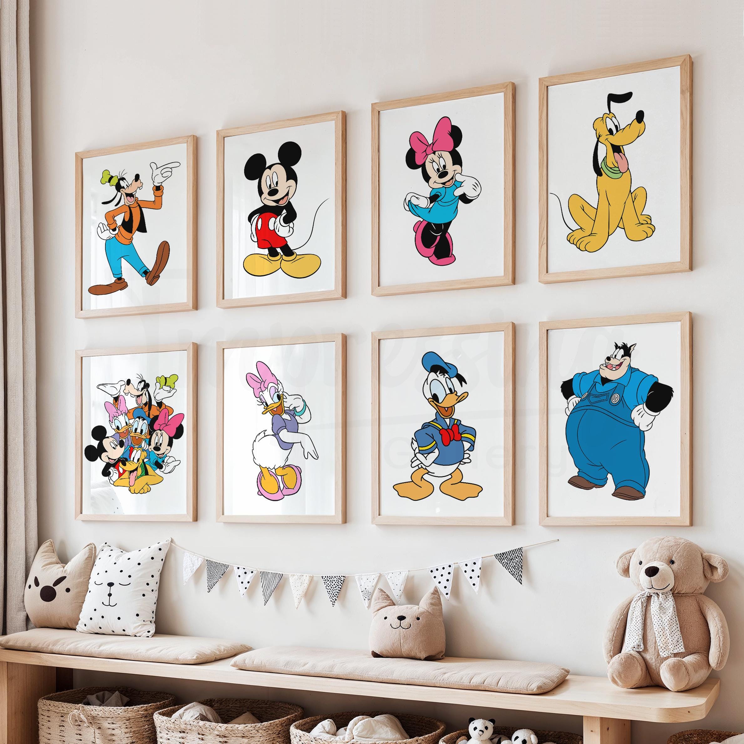 Mickey Mouse & Friends Prints, Donald, Goofy, Minnie, Daisy, Pete