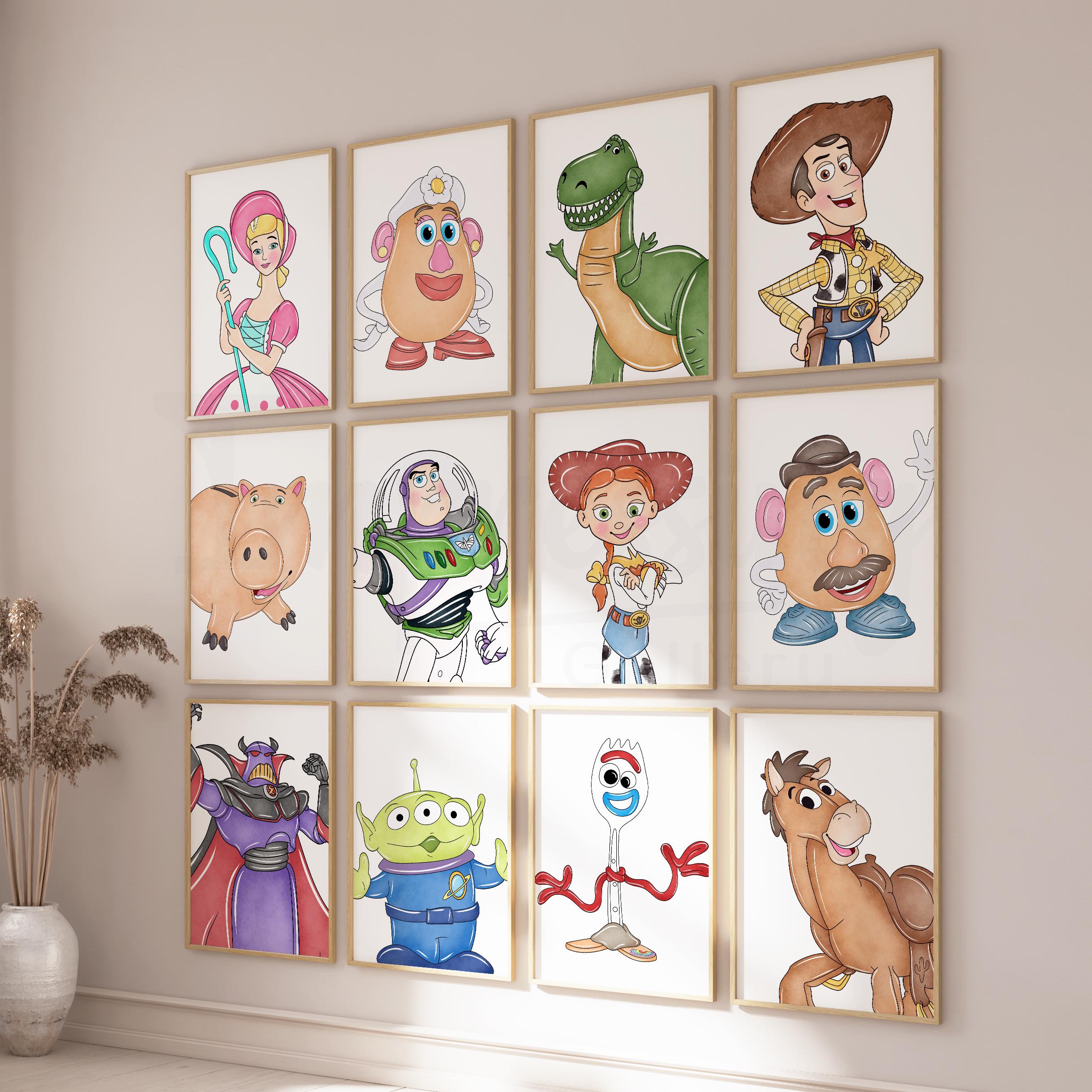 Watercolor Toy Story Wall Art, Set of 15, Playroom Prints, Nursery