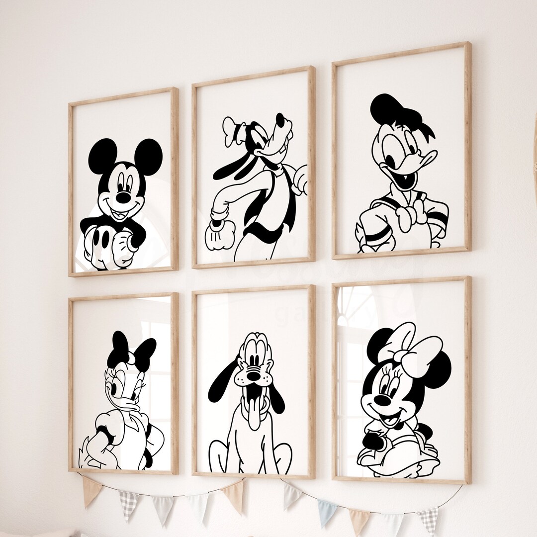 Mickey &amp; Friends Digital Posters, Set of 6 Prints, Mickey Mouse Prints ...