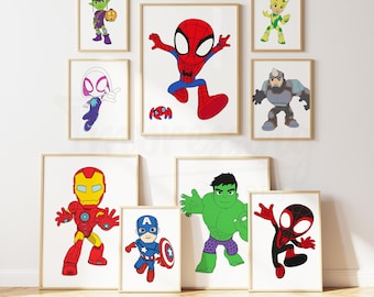 Make a Set - Spidey and His Friends, Superhero Prints, Digital Download